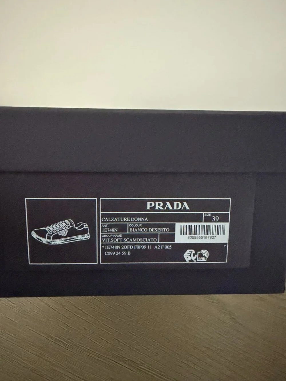 PRADA Calzature Donna Women's White/Tan Sneakers - Size 9 (39) - NEW! - Picture 10 of 14